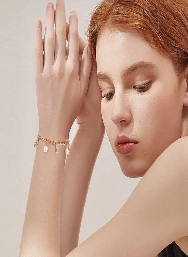 RACIOCK Gold Bride Charm Bracelet - Adjustable Pearl & Zircon Bridal Jewelry, Wedding Bangle, Bachelorette Accessory, Bridesmaid Gifts, Bridal Shower Decor and Wedding Accessory - Image 4